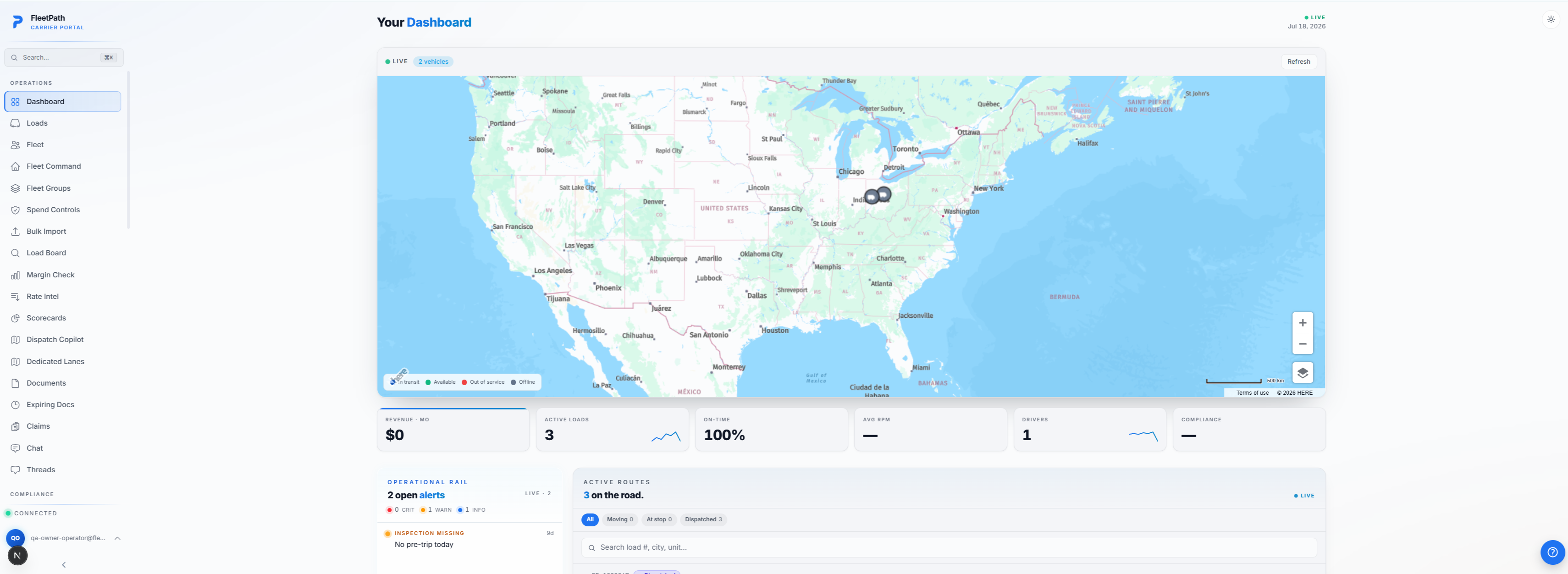 The FleetPath carrier operations view